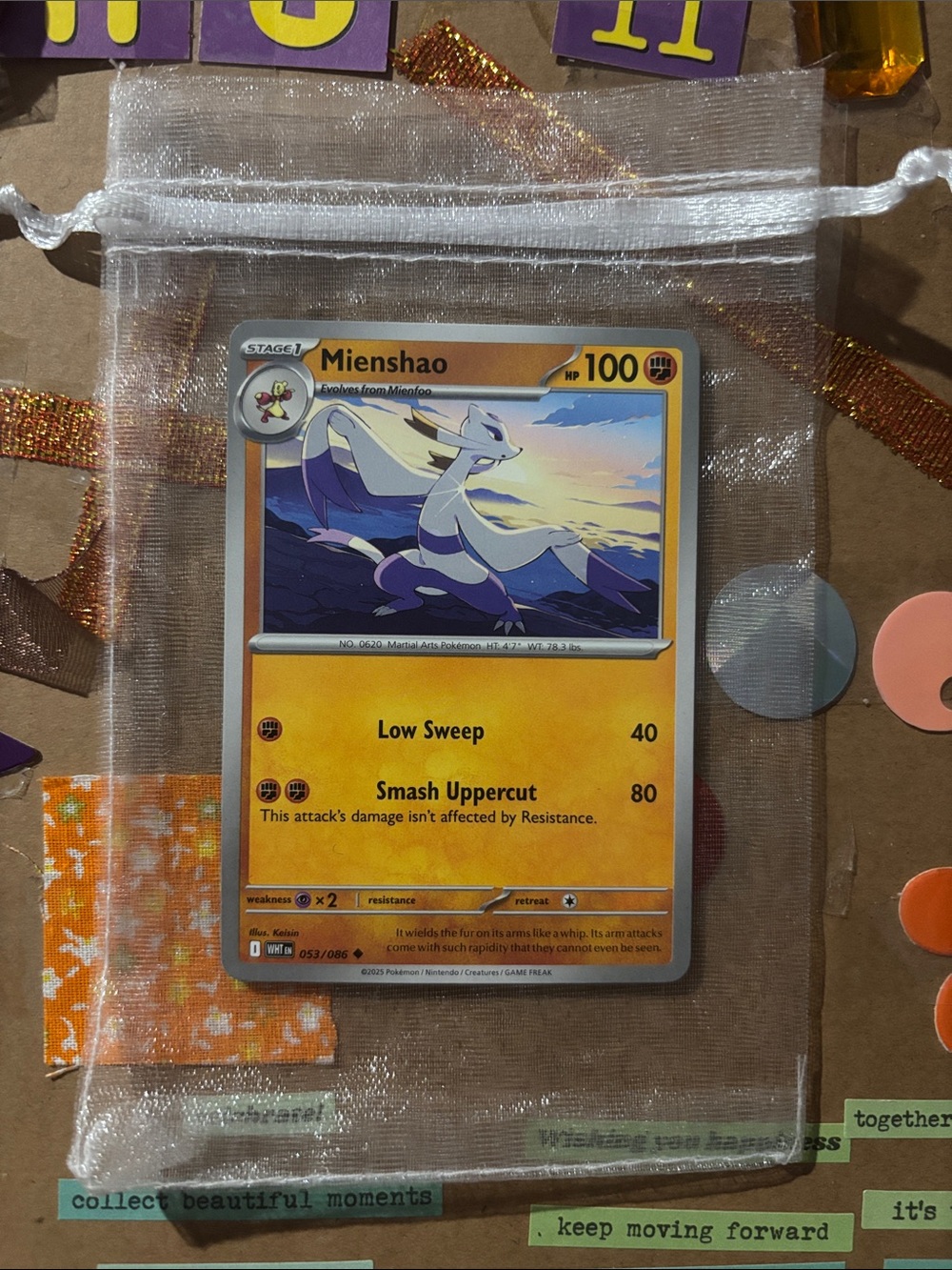 Mienshao Pokémon Card - Yellow Fighting Energy Art